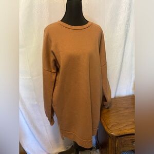 Zenana Size Large Tan Oversized Pull Over Sweater With Pockets